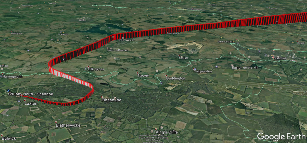 Strubby to Spanhoe in Google Earth