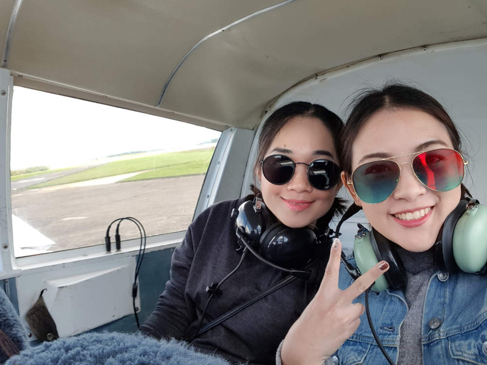 Gick & May selfie onboard G-LTFB