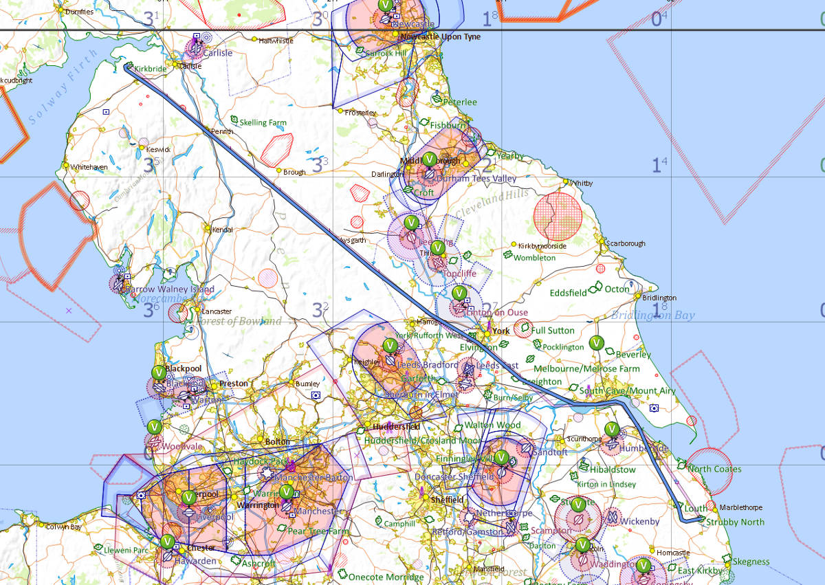 Kirkbride to Strubby flight path