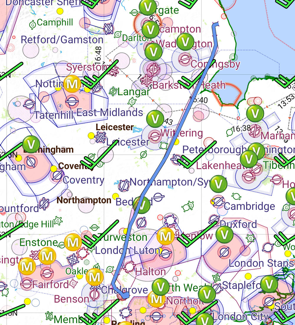 Strubby to Booker Wycombe Airfield flight log
