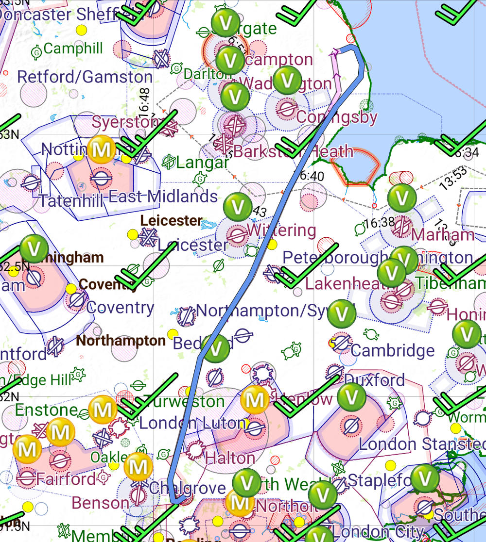 Wycombe Air Park to Strubby flight log